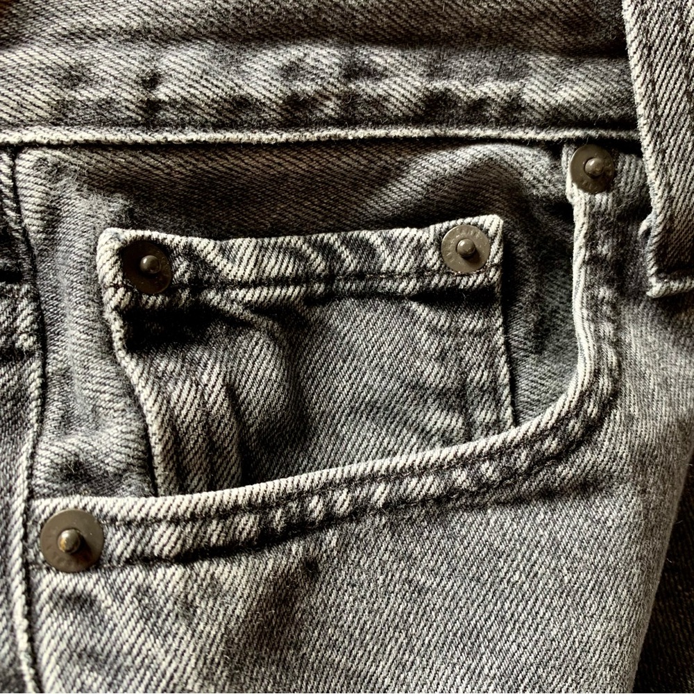 Everlane Black Wash Straight Button Front Denim Jeans Cotton 90s Cheeky 26 Ankle - Picture 4 of 13